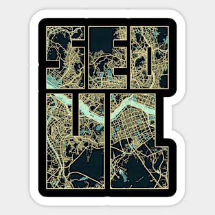 Seoul, South Korea City Map Typography - Summer Sticker